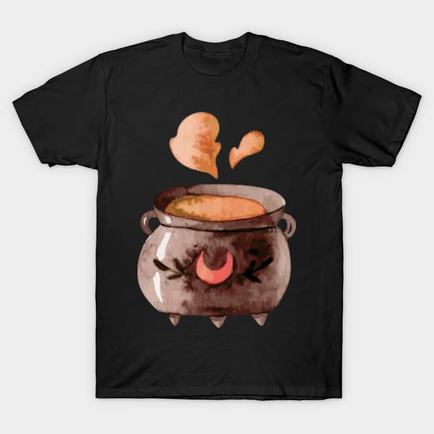 Watercolor Halloween Witch's Cauldron T-Shirt by LMHDesigns